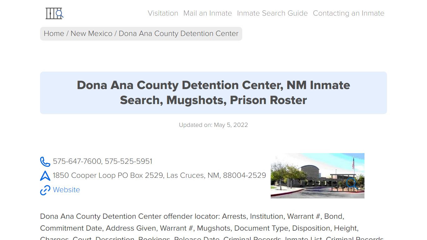 Dona Ana County Detention Center, NM Inmate Search ...